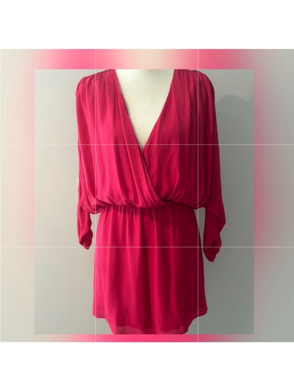 Parker Hot Pink Keyhole Blouson Mini Dress